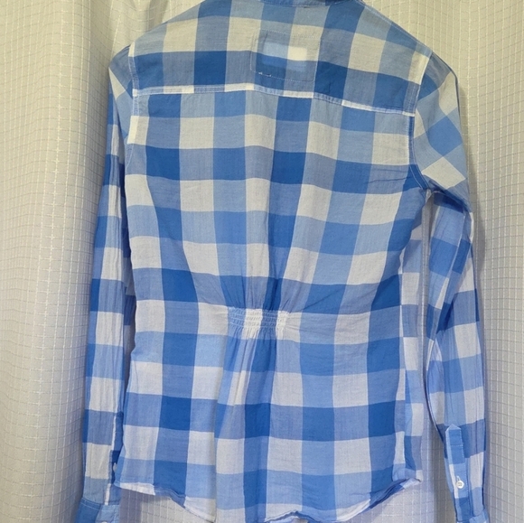 Aeropostale Button Up Plaid Shirt Top Womens Medium Blue Y2K - Picture 3 of 8